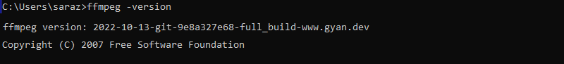ffmpeg version command prompt output